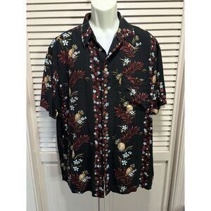 M.E. Sport Hawaiian Button Up Short Sleeve Shirt Size XL‎ Black/Burg/Blue
